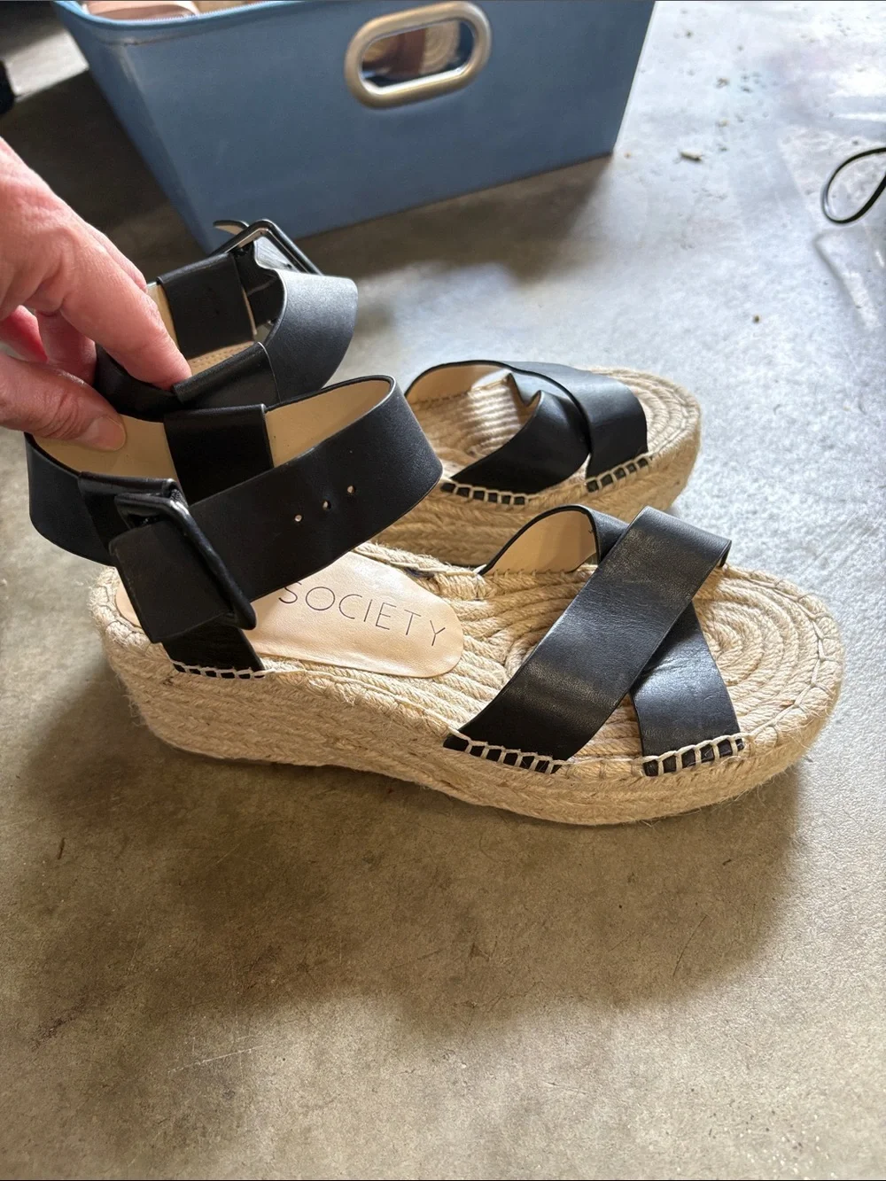 Sole Society Black Cross-Strap Wedges